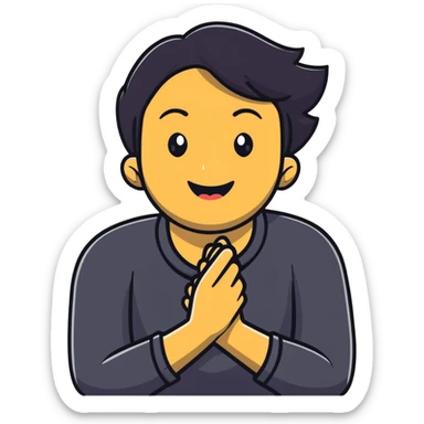 Hands crossed over neck guy laughing  sticker