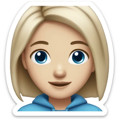 White girl brown short hair blue eyes smiling sticker