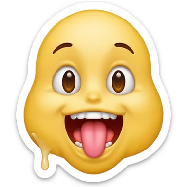 Emoji sticking its tongue out and drooling while looking up ecstatic happy and drooling sticker