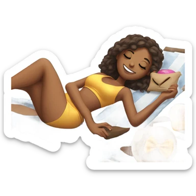 Girl lying down sunbathing with best friend sticker
