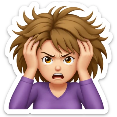 angry mom pulling her hair sticker
