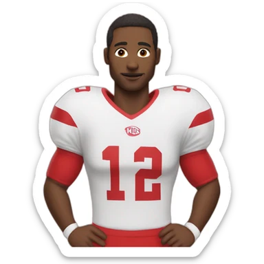 Man wearing kagoule on his face and wearing a red football shirt and white sticker