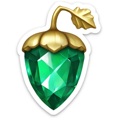 sparkling emerald Acorn like diamond with stem made of gold sticker