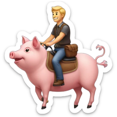 man ride pig sticker