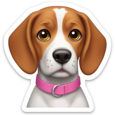Beagle with pink collar sticker