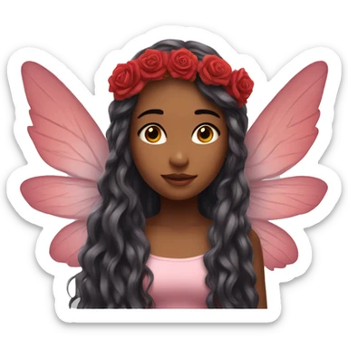 big wings, rose, Beautiful, fairy, red, long hair sticker