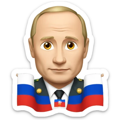 putin with flag russia sticker