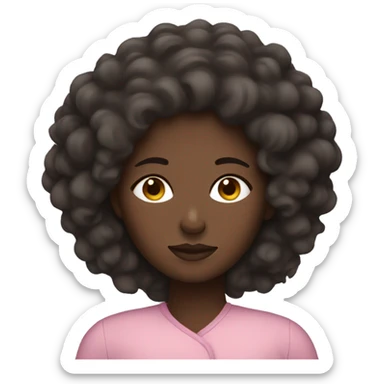 Woman sleeping with curly dark brown hair and dark skin sticker