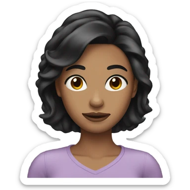 Woman Black Hair and side Part sticker