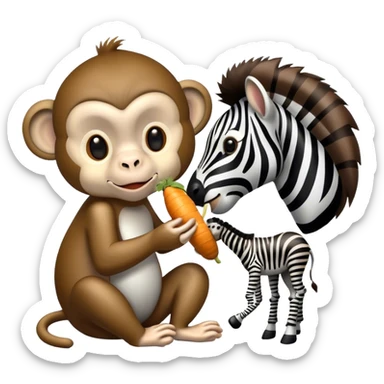 a monkey eating a zebra sticker