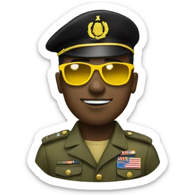 black solider with yellow sunglasses sticker