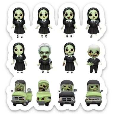 zombie gothic Wednesday Addams creepy ‘29 ford pickup hot rod  sticker