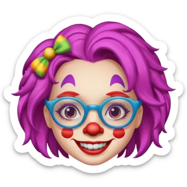 female Clown with glasses sticker