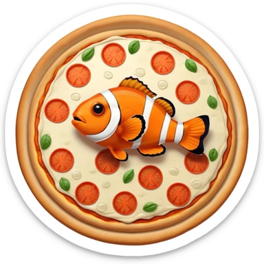 Clownfish on pizza  sticker