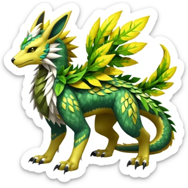  Exotic Ivy Dragonic Feathery ScalyMeloetta-Zygarde-Zeraora-Renamon-Protogen-Palkia-hybrid-fusion-Fakémon-creature, full body sticker