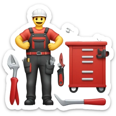 admin red color with mechanic tools sticker