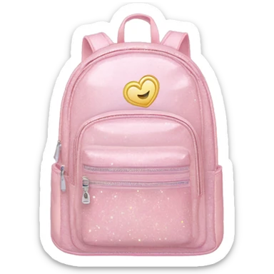 Pastel Pink Backpack "A pastel pink backpack with glittery zippers, glowing heart-shaped patches, and a faint magical shimmer outlining its surface." sticker