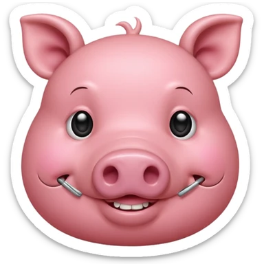 Un cerdito mordiéndose el dedo coqueteando que el cerdo tenga pestañas cortitas y encrespadad sticker