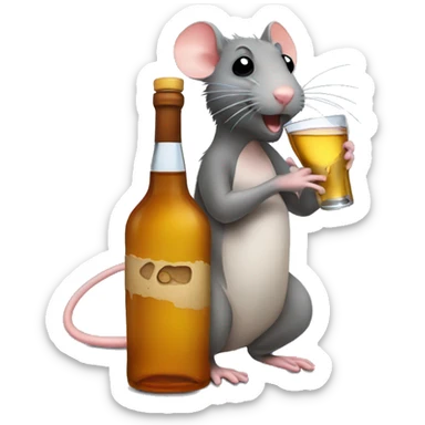 rat kissing a liquor bottle sticker