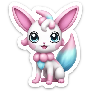 Kawaii Pastel Shiny Sylveon Full Body sticker