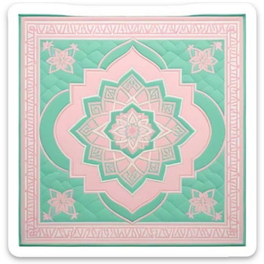 islamic Muslim prayer mat light pink and mint sticker