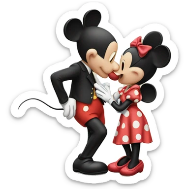 Mickey mouse and minnie mouse kissing sticker