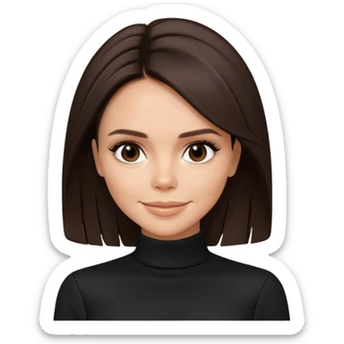 Victoria Beckham with dark brown hair, black outfit sticker