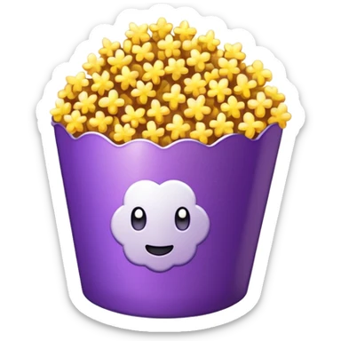 Glitter purple and yellow popcorn  sticker