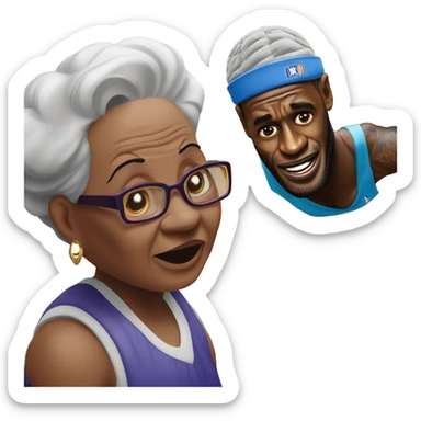 lebron james dunking on a grandma sticker