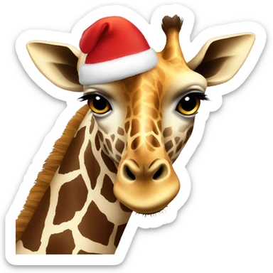 giraffe wearing santa hat  sticker