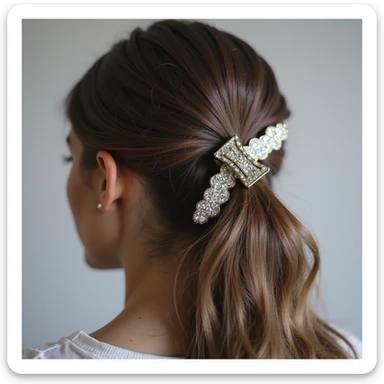 realistic hairclip, metallic, detailed, photorealistic style sticker