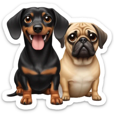a dachshund and a pug sticker