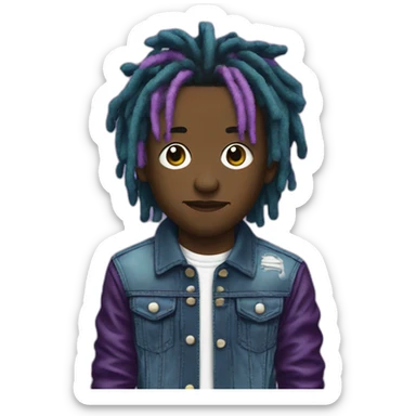 lil uzi vert with jean jacket, purple dreads, looks from 2016 sticker