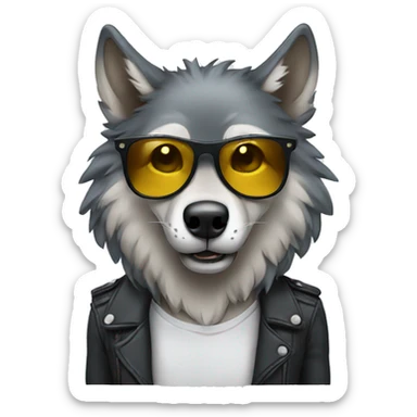 Wolf wearing sunglasses sticker