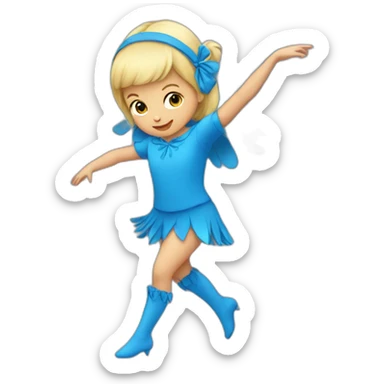little blonde girl dancing in a blue bird costume sticker