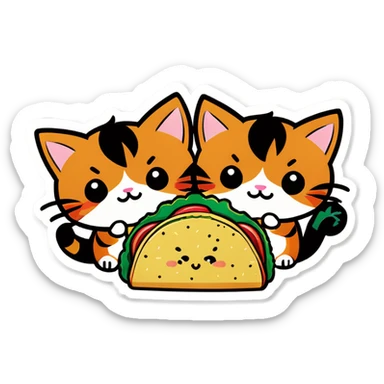 Kawaii Marijuana leaf and kittens eating tacos kawaii style  sticker