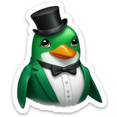 green penguin in a tux sticker