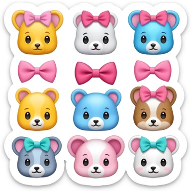 Cute animals with bows on them sticker