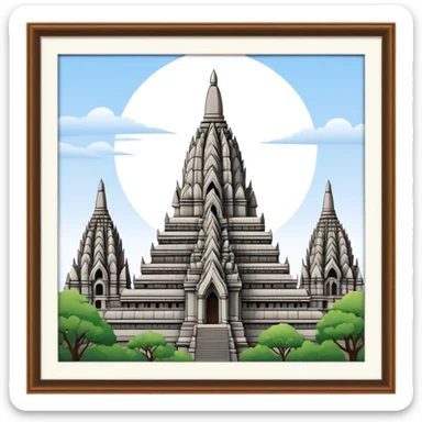 Prambanan Temple Landmark Emoji – Showcasing its towering Hindu temple spires with intricate carvings. sticker