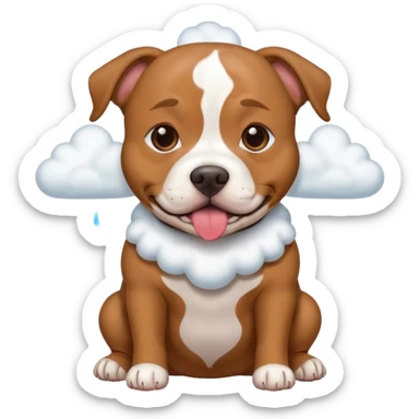 brown pit bull dog with  burp cloud  sticker