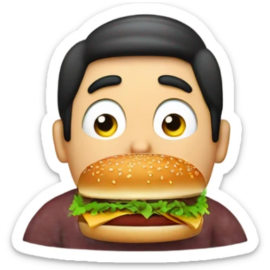 hombre obeso comiendo una hamburguesa sticker