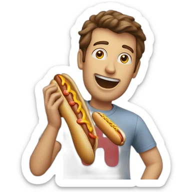 Alan Aisenberg eating a hot dog sticker