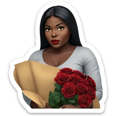 dark beauty with red roses sticker