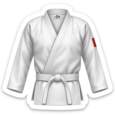 Plain white martial arts uniform, folded neatly sticker