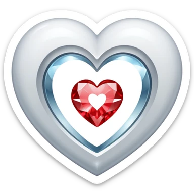 A hollow circle with a heart in it, inside the heart is a diamond sticker