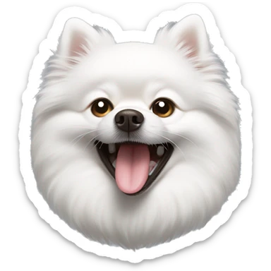 White Pomeranian Spitz yawns sticker