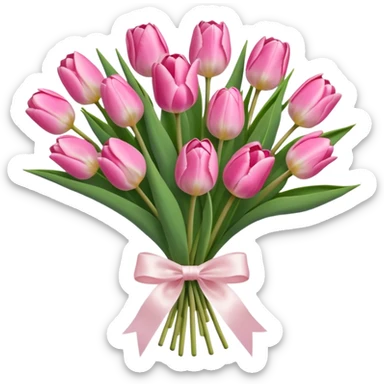 Coquette pink tulips bouquet sticker