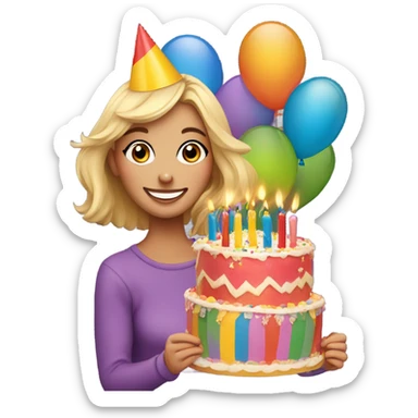 Maddie celebrating her birthday sticker