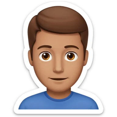 brown-haired man emoji, no beard, no mustache, friendly expression sticker