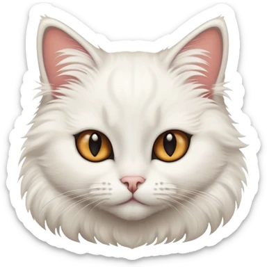 Fuzzy fluffy white cat and fluffy big black tail, female cat sticker